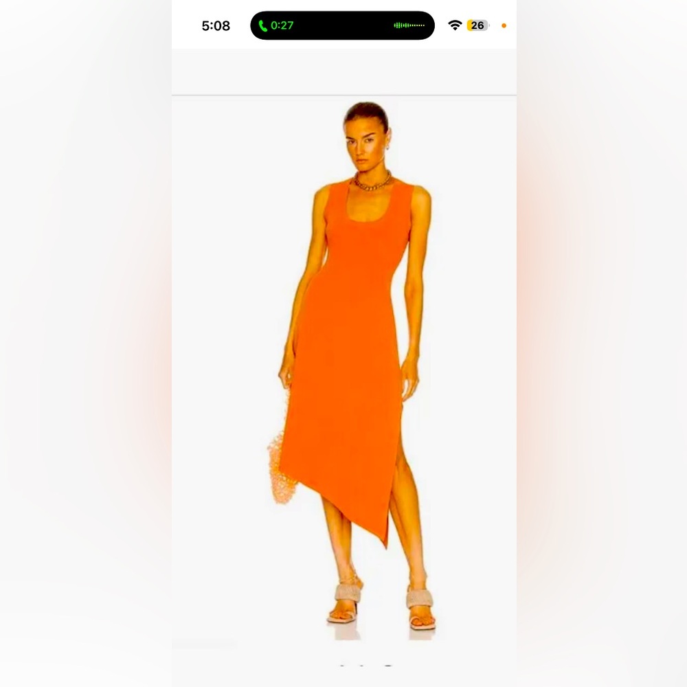 Elegant Orange Sleeveless Dress